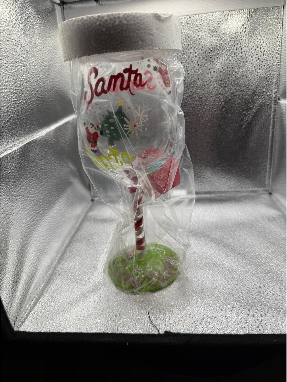 Lolita Love Santa Hand Painted Christmas Wine Glass